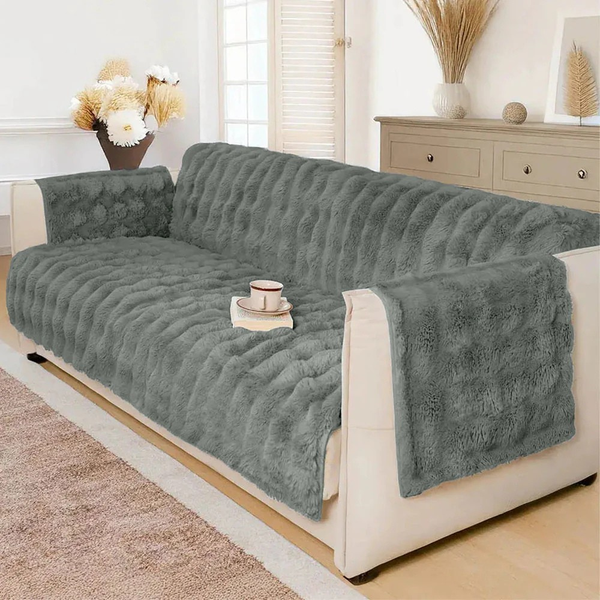 One-Piece Protective Sofa Cover – Plush Effect, Waterproof