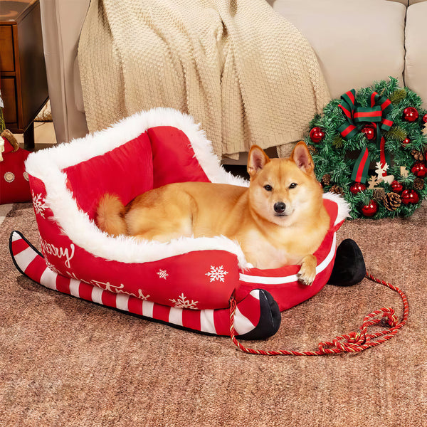 【クリスマス限定】クリスマスソリシ犬ベッド|ふわふわプラッシュ、暖かいセソ ジチック