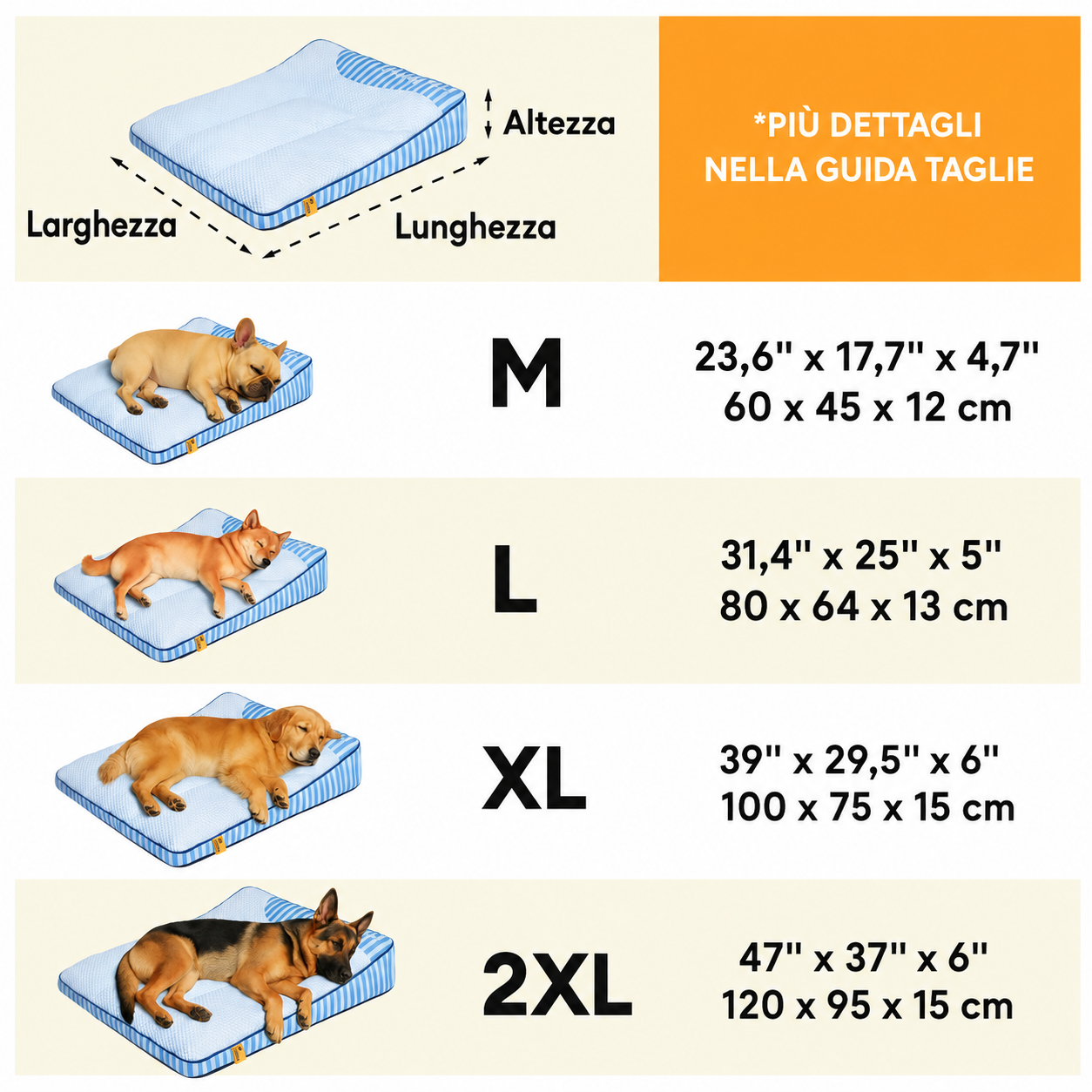 Cuccia Rinfrescante Ortopedica Lavabile per Cani - Outdoor