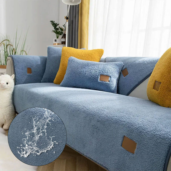 Copridivano impermeabile spesso e morbido effetto sherpa, antiscivolo