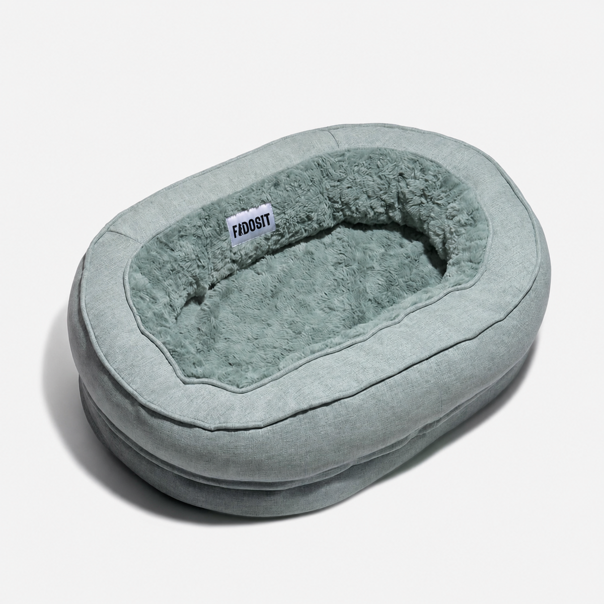Plush Green Donut Dog Bed