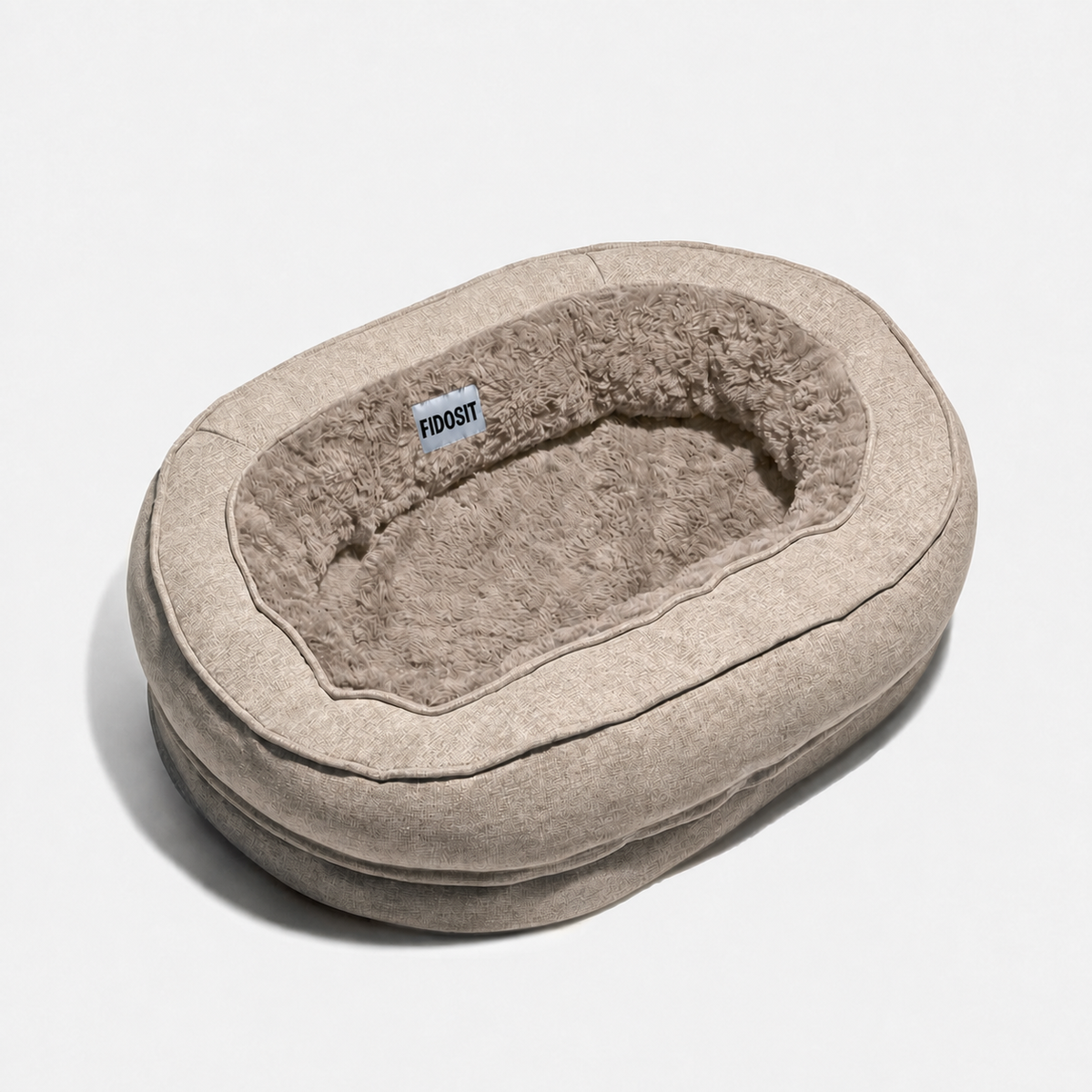 Plush Brown Donut Dog Bed