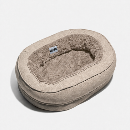 Plush Brown Donut Dog Bed