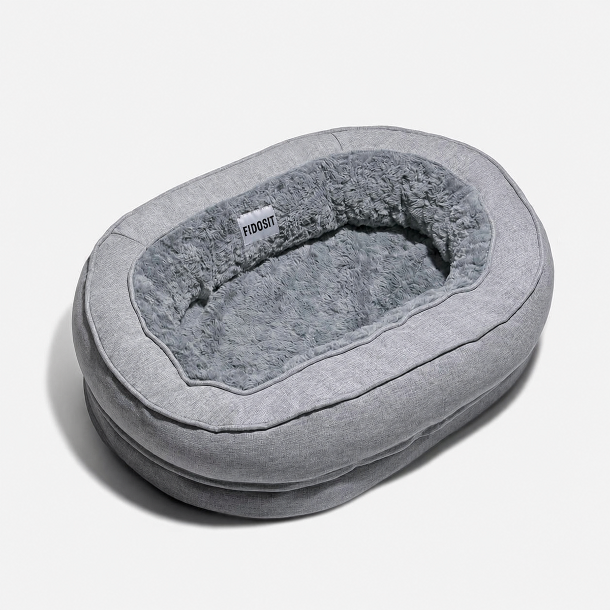 Plush Grey Donut Dog Bed