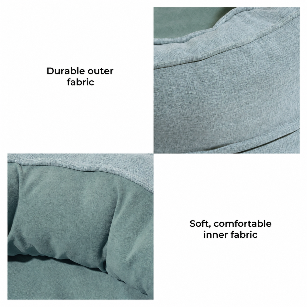 Durable outer fabric and soft, comfortable inner fabric