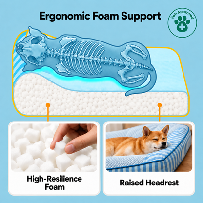 Ergonomic high-resilience foam support in the FidoSit cooling orthopaedic dog bed