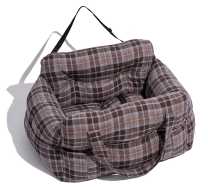 FidoSit dog car seat and travel bed – Brown Plaid