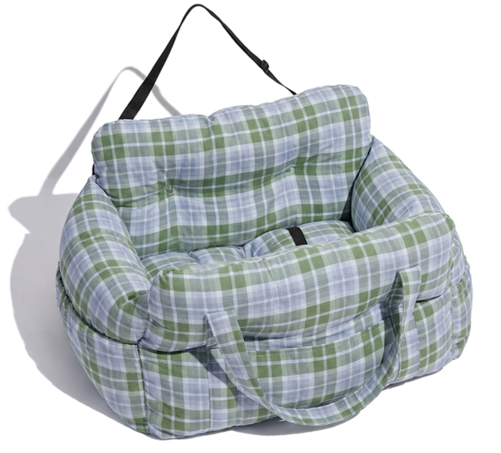 FidoSit dog car seat and travel bed – Green Plaid