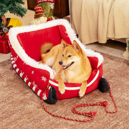 Cuccia Festiva a Forma di Slitta di Natale per Cani - FidoSit