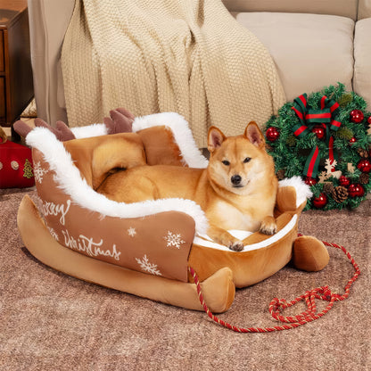 Cuccia Festiva a Forma di Slitta di Natale per Cani - FidoSit