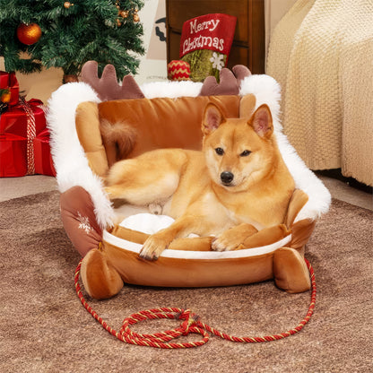 Cuccia Festiva a Forma di Slitta di Natale per Cani - FidoSit