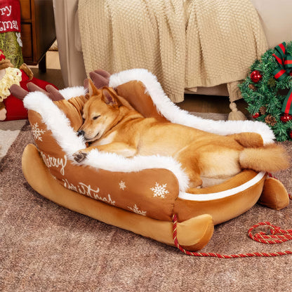 Cuccia Festiva a Forma di Slitta di Natale per Cani - FidoSit