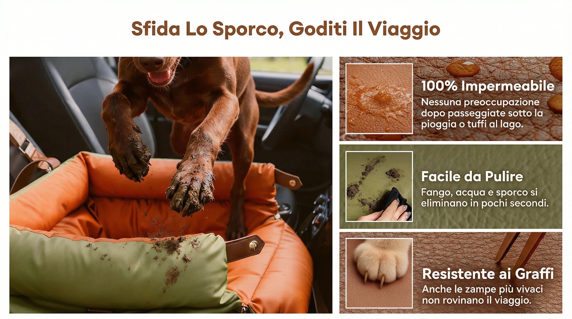 Seggiolino Auto in Pelle Comfort Urbano per Cani - FidoSit