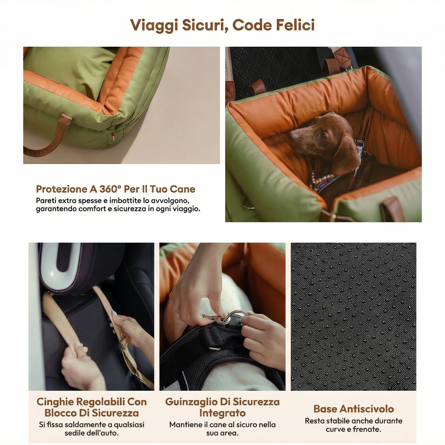 Seggiolino Auto in Pelle Comfort Urbano per Cani - FidoSit
